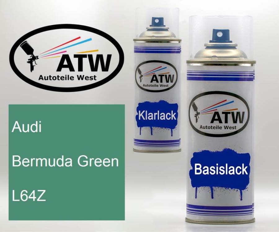 Audi, Bermuda Green, L64Z: 400ml Sprühdose + 400ml Klarlack - Set, von ATW Autoteile West.